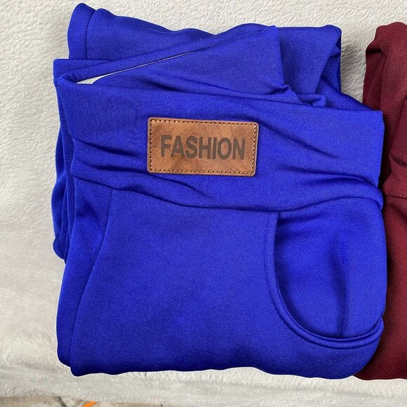 Fashion Branded Woman's Joggers In Maroon & Royal Blue XL Size Polyester Stretch - Picture 6 of 11